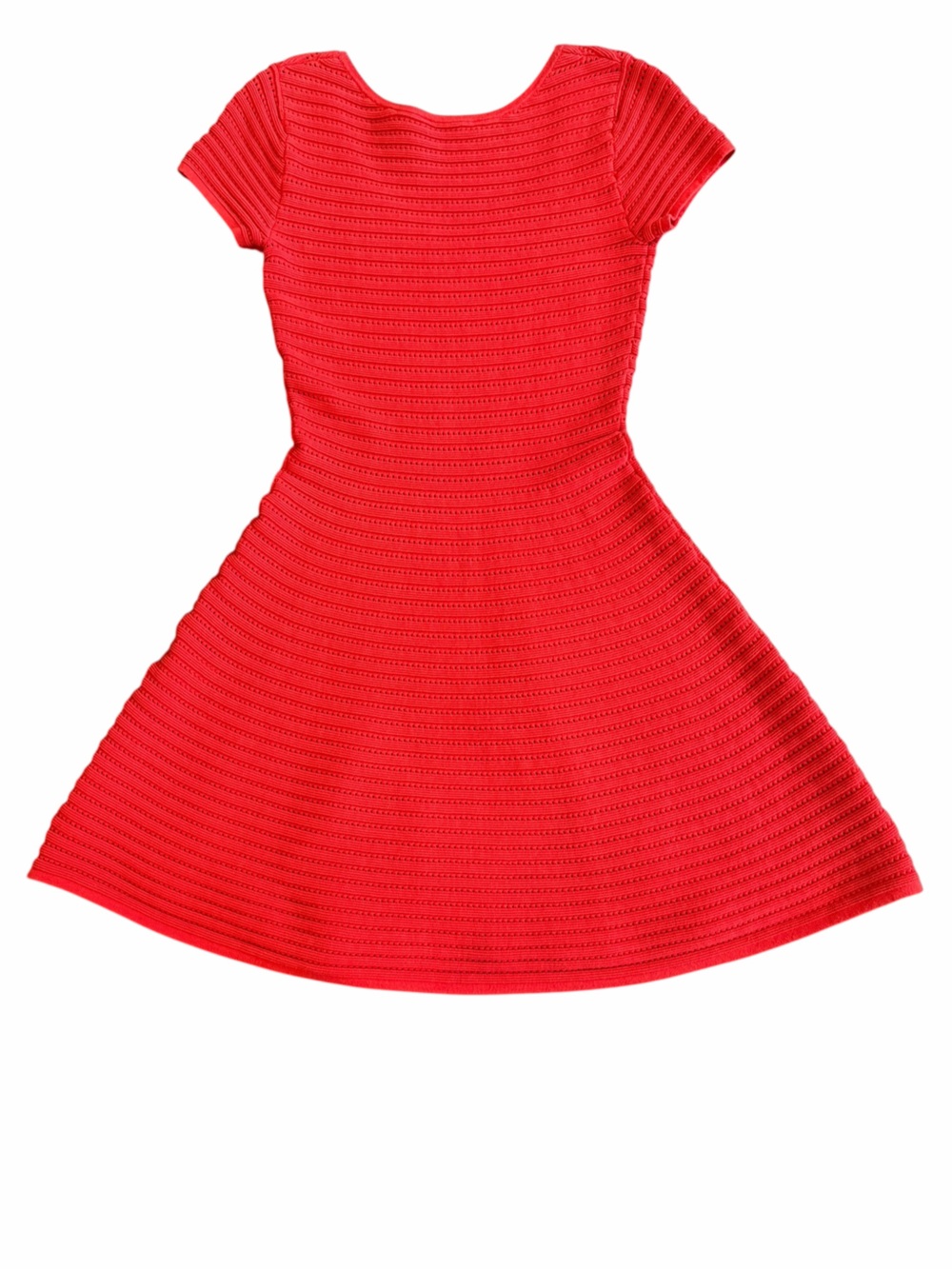 Sandro Paris Red Pointelle Knit Fit & Flare Skater Dress Size 1 S - Picture 2 of 7